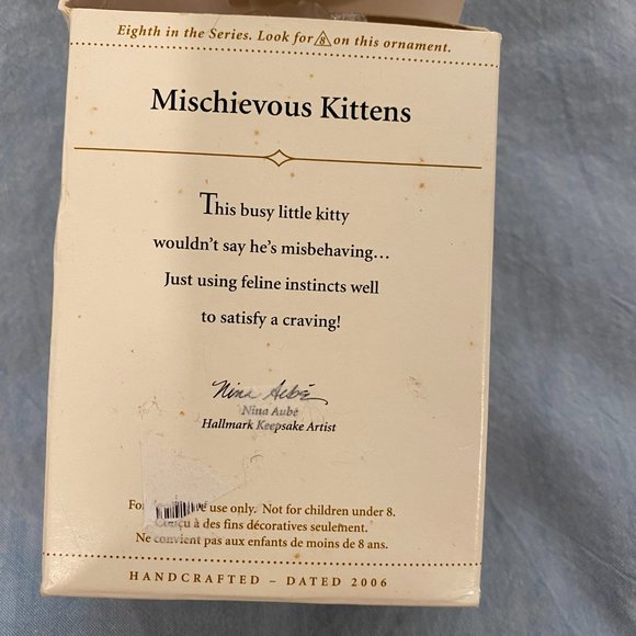Hallmark Ornament Mischievous Kittens 8th in Series Grey Cat with Treat Jar 2006 - Picture 4 of 5